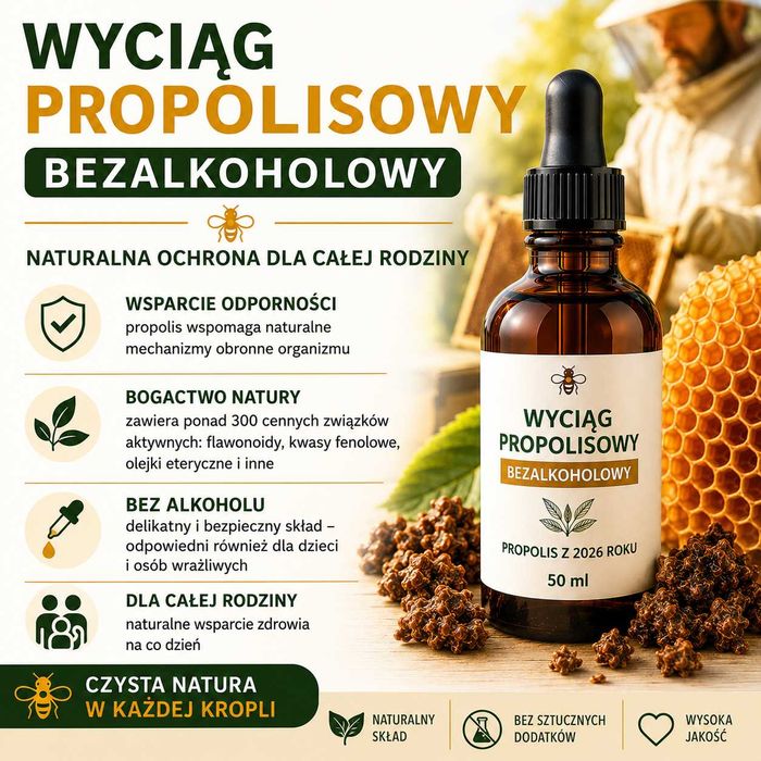 PROPOLIS z 2026r WYCIĄG EKSTRAKT PROPOLISOWY 40% bezalkoholowy  50ml