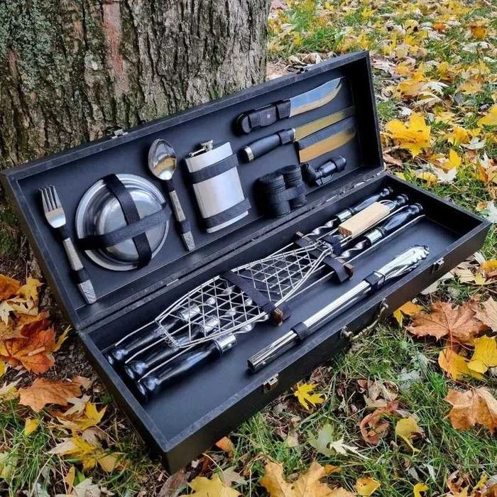 Акція! Подарунок преміум-набір шампурів у дерев’яному кейсі  шампура