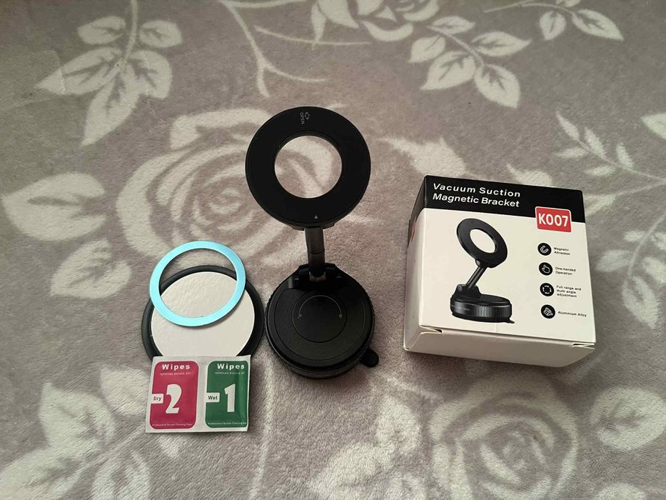 Magnetyczny uchwyt na telefon z próżniowym uchwytem