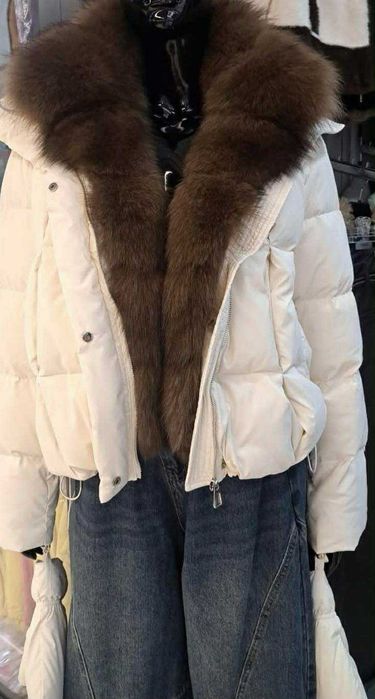 Kurtka puchowa z rękawiczkami lisy