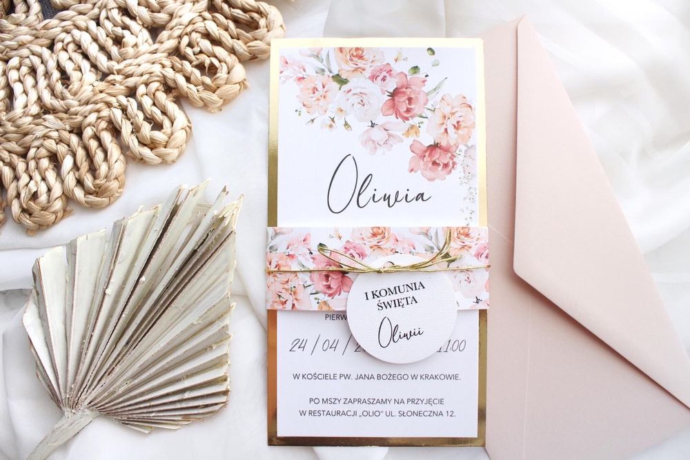 Zaproszenia na chrzest chrzciny komunię komunijne