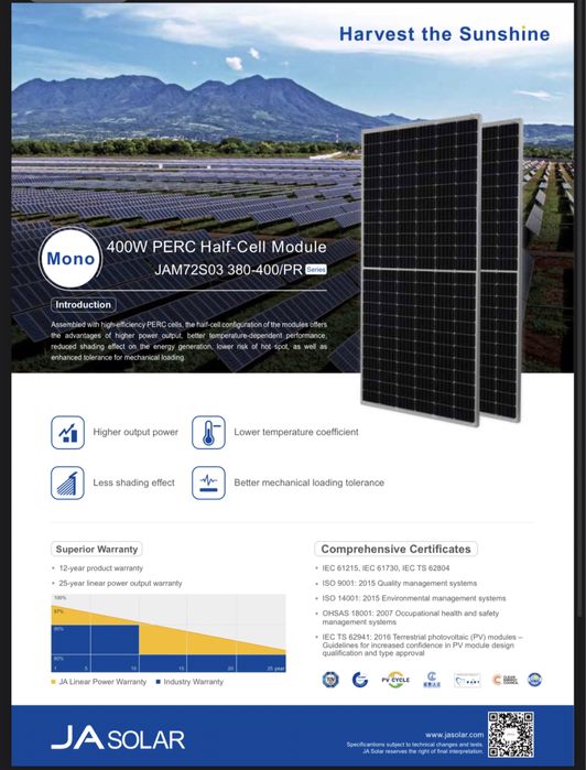 Painel Solar JASOLAR 400w