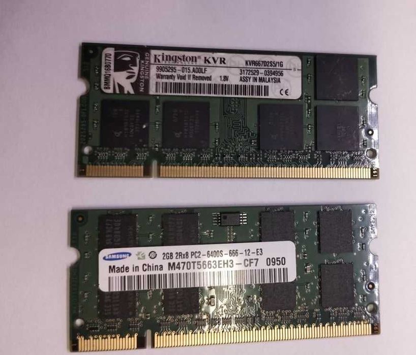 Dwa moduły pamięci RAM do laptopa (SODIMM) - Samsung Kingston