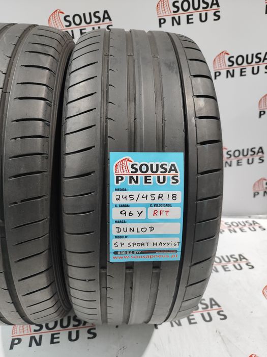 2 pneus semi novos 245-45R18 Dunlop RFT - Oferta dos Portes