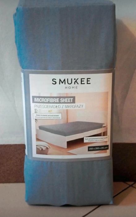 Prześcieradło z mikrofazy szare 200 x 200 cm, Smukee.