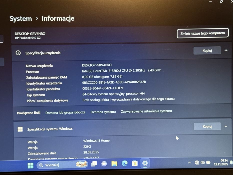 Notebook HP ProBook 640 G2, i5, 8GB, 240GB, Windows 11, FVAT