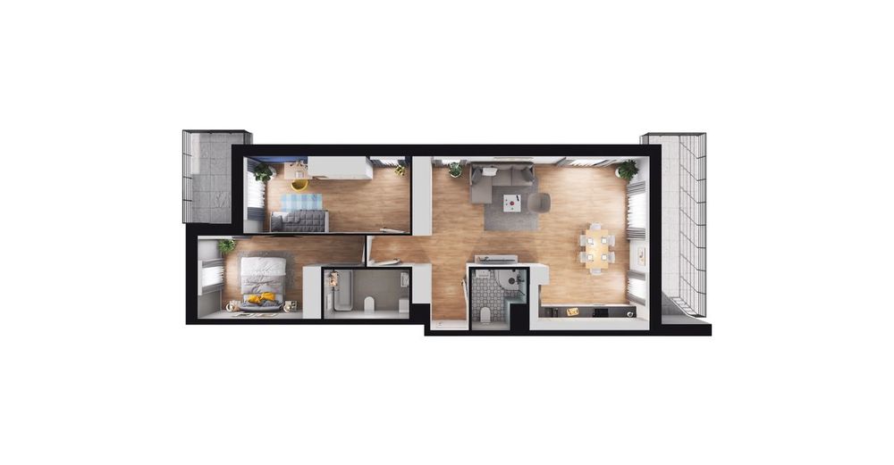 3-pokojowe mieszkanie 75 m² + taras Bezpośrednio – pohled 3