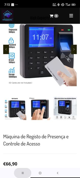 2x Máquina acesso controlo e registo  assiduidade impressão digital