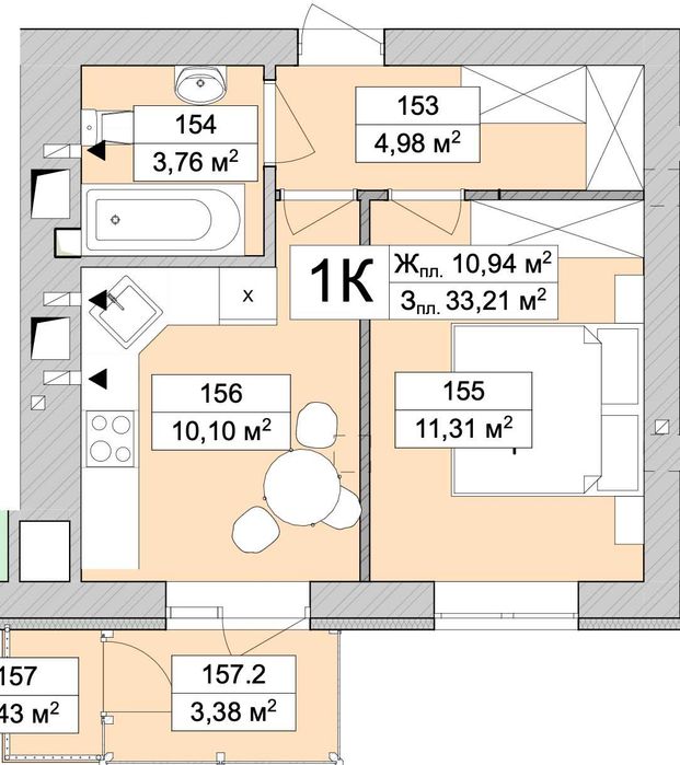 Продам 1-кімнатну квартиру в зданому будинку Атмосфера Life (2 поверх, газ)