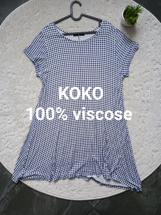Sukienka KOKO by KOKO w biało-niebieską kratę, rozmiar 16 XXL 44