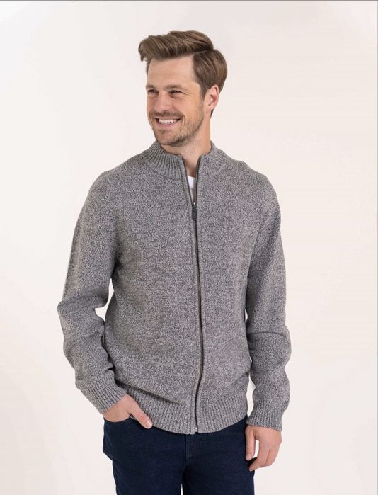 Sweter męski kardigan na zamek szary 2XL