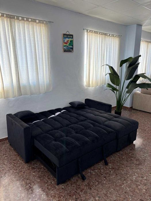 Sofa cama cinza preto Novo levamos a sua casa  Envio gratis