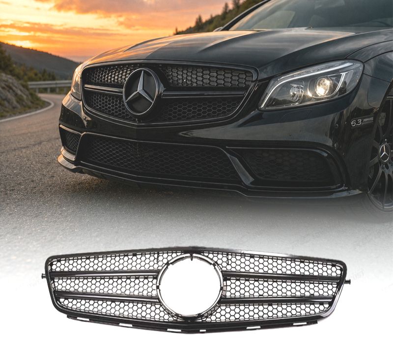 GRELHA FRONTAL MERCEDES W204 07-11 LOOK AMG PRETO BRILHANTE