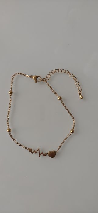 Bransoletka na nogę kostkę linia życia koraliki stainless steel