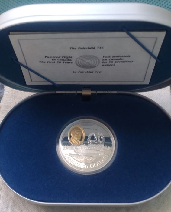 20 доларів 1993р. Канада. " Літак". СРІБЛО. Сертифікат.