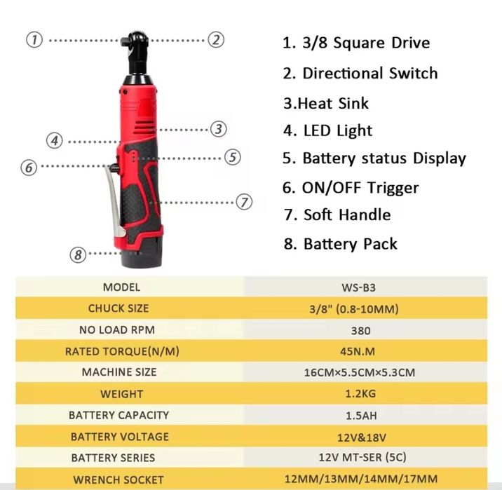 Roquete/Catraca a Bateria c/ Mala