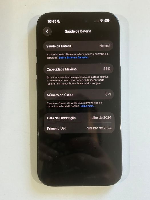 iPhone 16 [128/256 GB] Preto – Muito bom estado, bateria 88%
