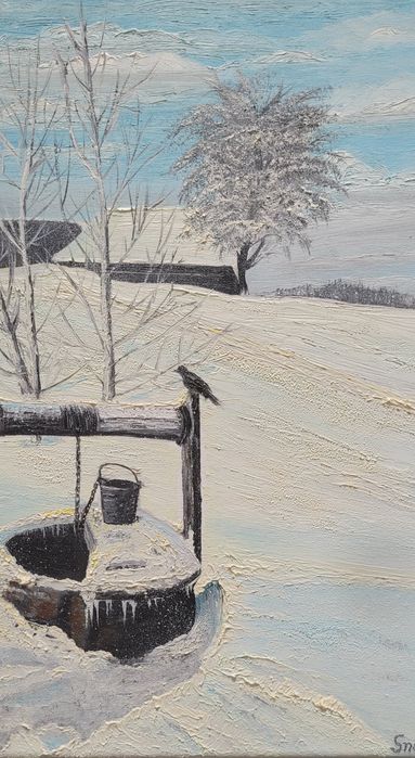 Obraz olejny – zimowy pejzaż 15 × 20 cm