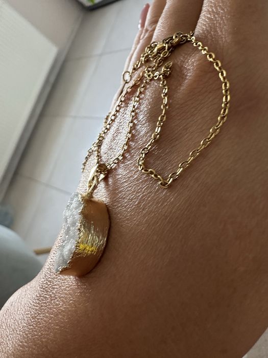 Naszyjnik Agat druzy księżyc stal