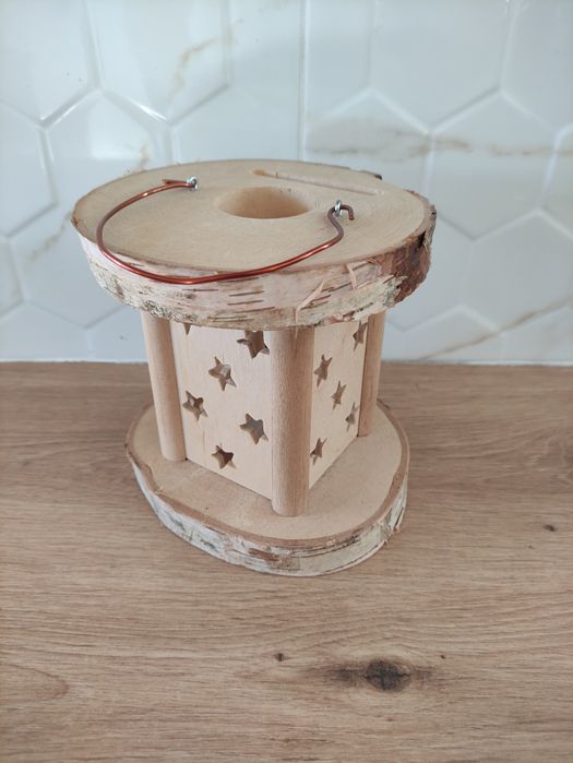 Świecznik Drewniany Dekoracja Świąteczna