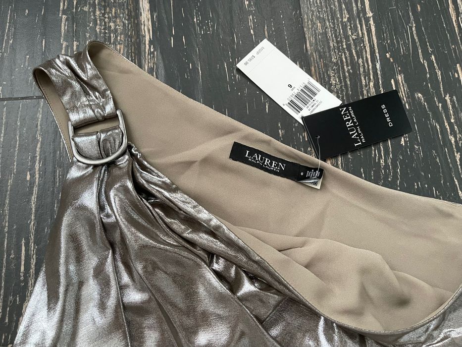 Ralph Lauren. Вечернее платье в пол серебро с одним плечом р М (8 сша)