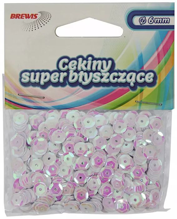 Cekiny Brewis błyszczące 6 mm 10 g perłowe. Brewis
