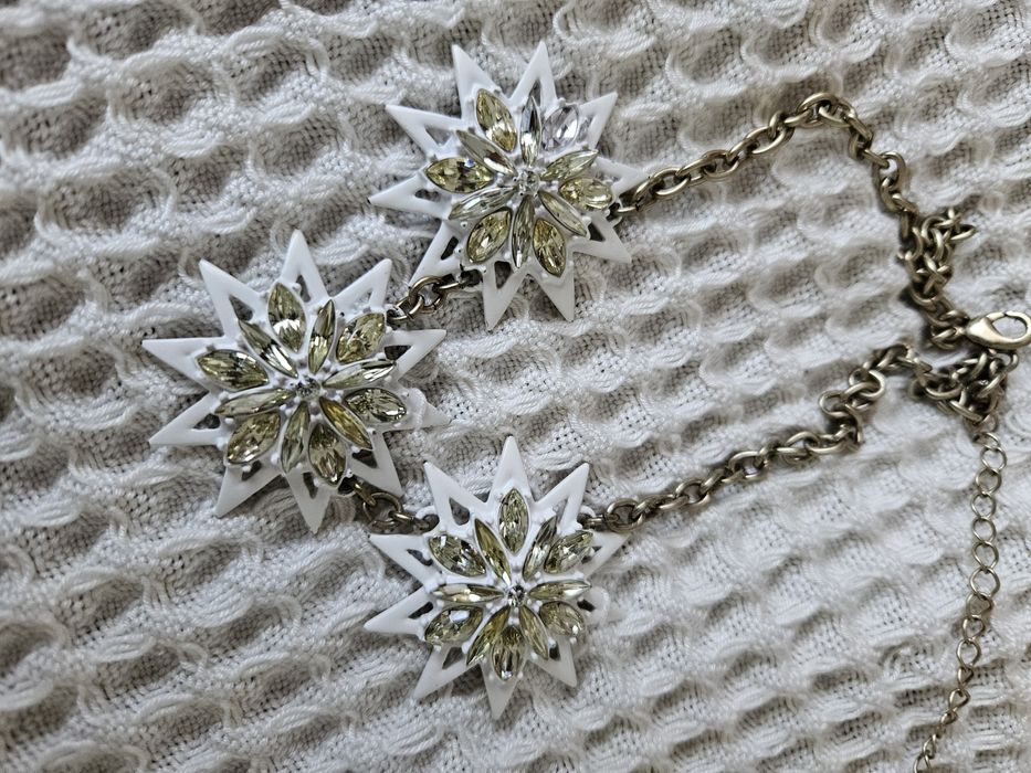 Naszyjnik srebrny biały Mango