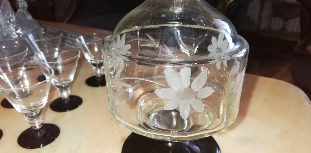 Kieluszki z karafka Art.Deco Huta Hortensja antyk