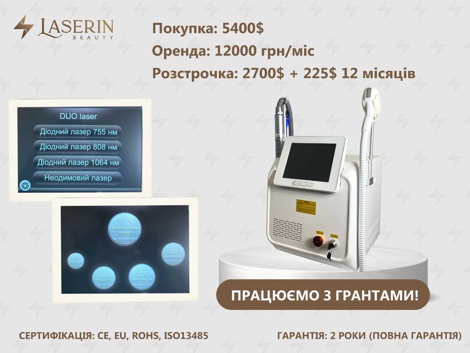 Діодний лазер для епіляції Laserin Duo (ГРАНТ, РОЗСТРОЧКА, ОРЕНДА)