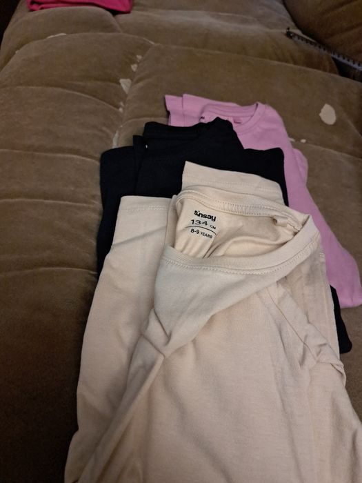 3 koszulki 134 gładkie nowe sinsay dlugi rekaw