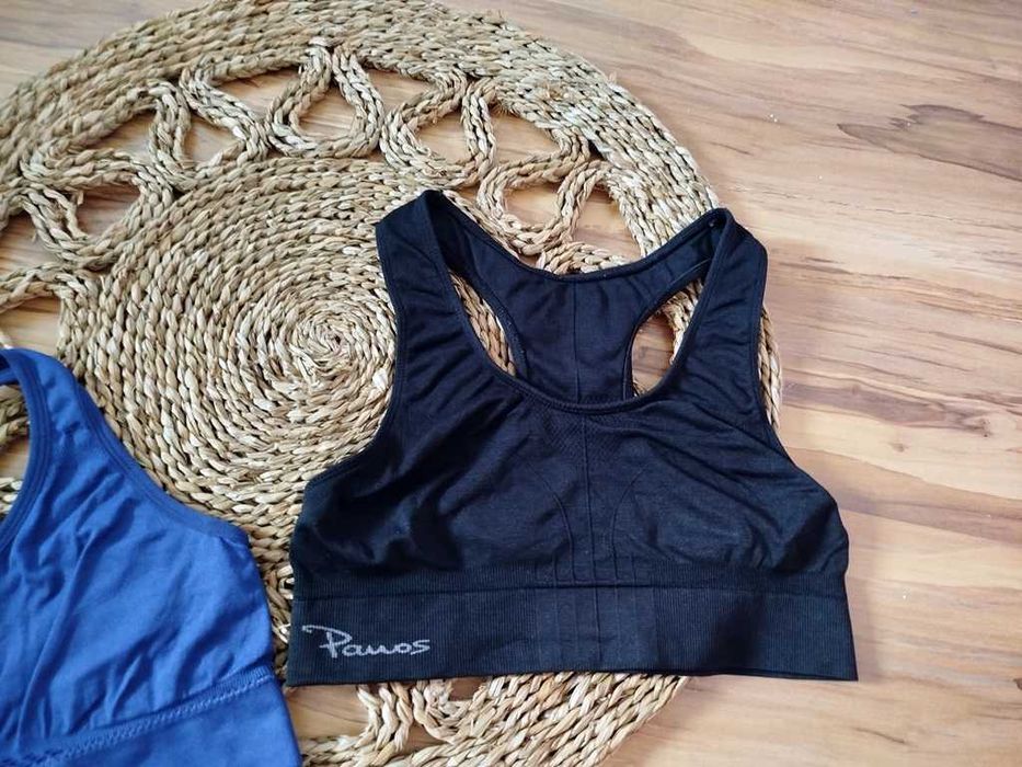 zestaw 2 biustonoszy sportowych czarny i granatowy