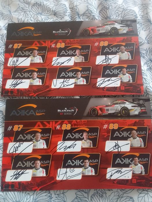 Автографы гонщики гонки Akka asp team blancpain GT serias sprint cup