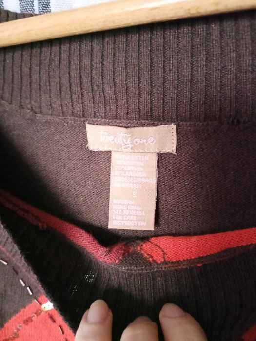 326 krótki sweterek vintage rękaw 3/4 brąz r. S