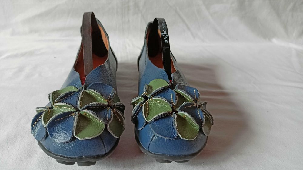 Balerinki skórzane roz. 37 - dł. wkł.23,5 cm- skóra- nowe