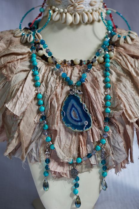 Naszyjnik Kołnierz BOHO3GIRLS z kamieni naturalnych rękodzieło