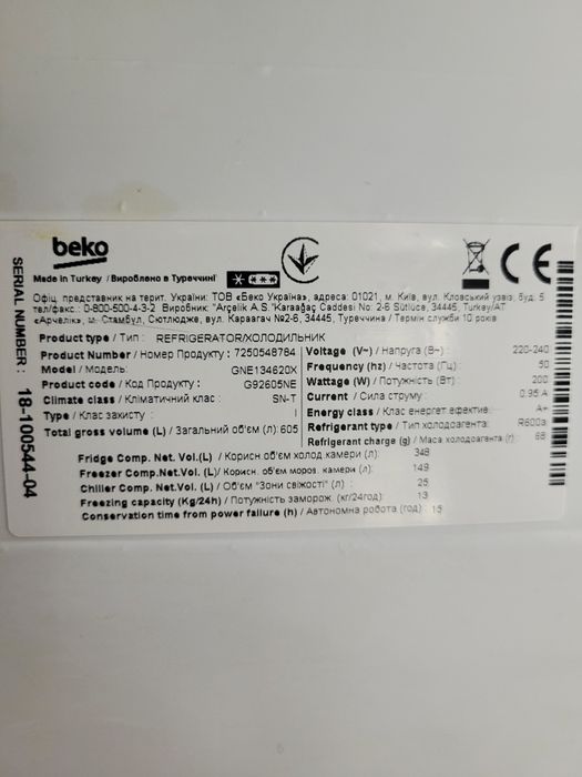 Części do Beko Side by Side GNE134620X