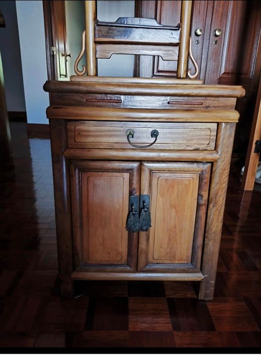 Conjunto de Mobiliário Secular Chinês de Luxo- Lavatório+mesa de Apoio