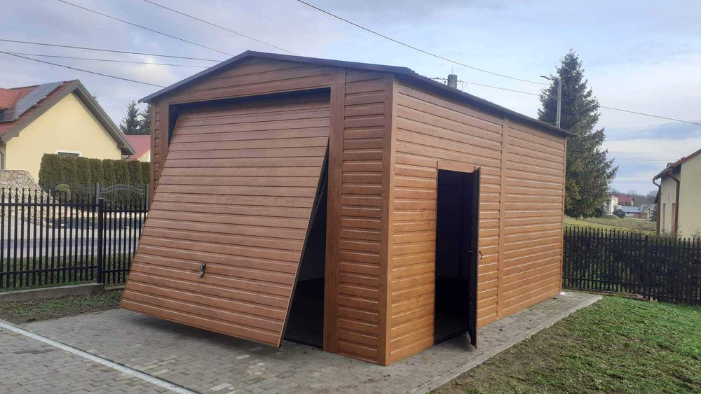 garaż 3x5, garaże na budowę, garaże drewnopodobne, wzmocnione, profil