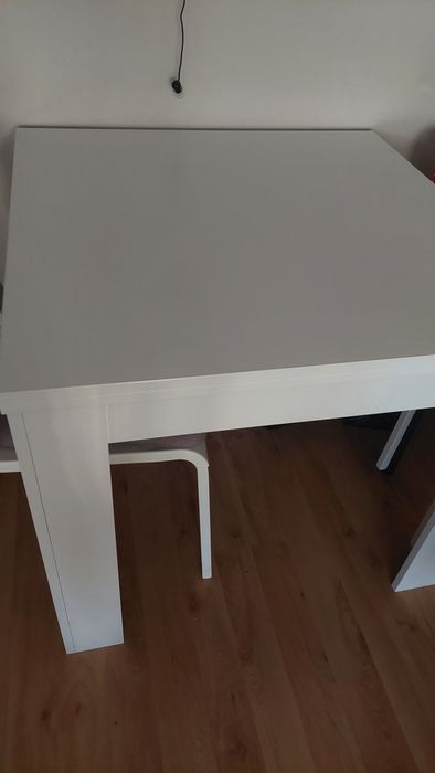 Stół Saturn kwadratowy rozkładany biały 90x90 90x180