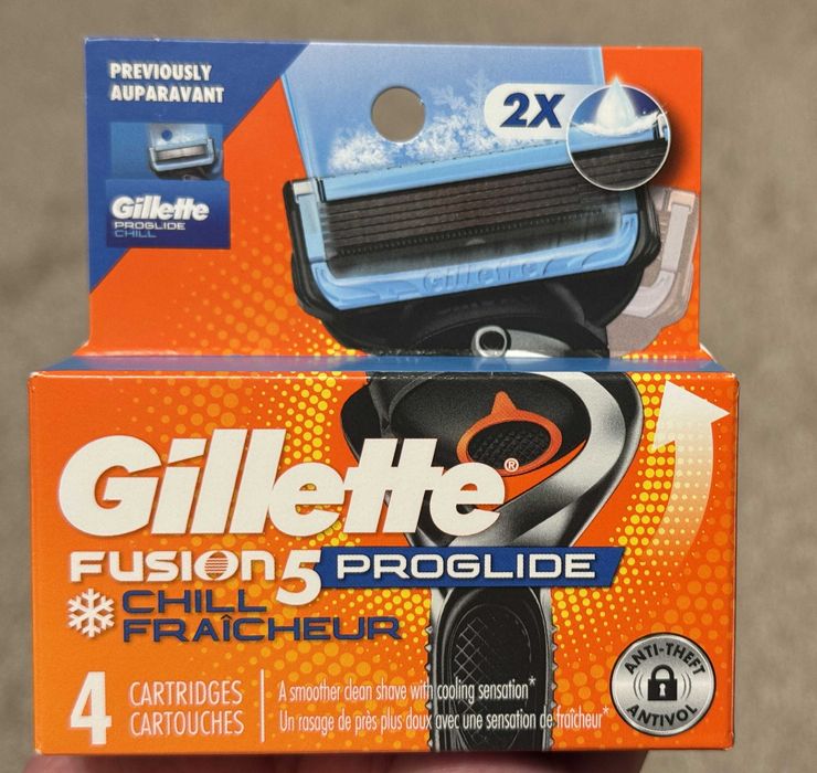 Оригинал 100% США Gillette  PROSHIELD,CHILL 4шт лезвия картриджи Лосон