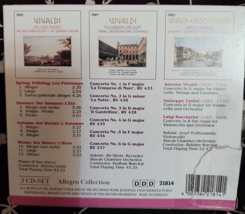 Caixa 3 CDs Vivaldi - Famous Works / Allegro Collection (Como Novo)