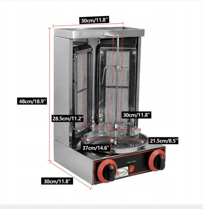Opiekacz Do Kebaba Gazowy Domowy LPG 3000W Profesjonalny Grill Pionowy