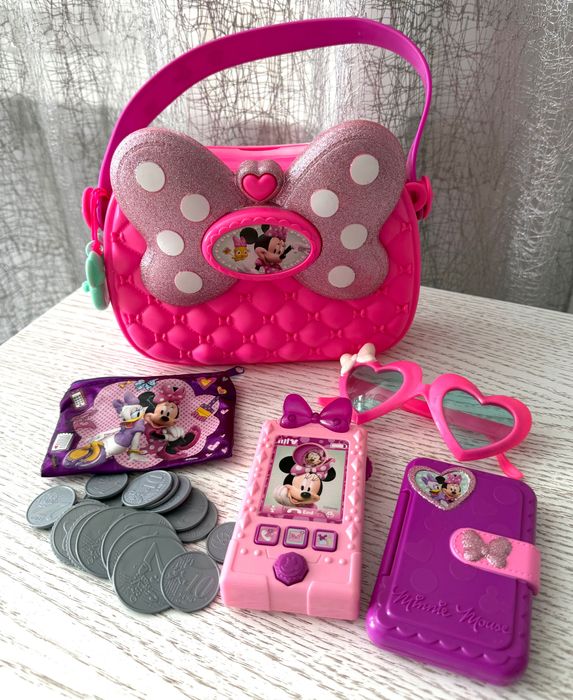 Сумочка, окуляри, телефон, гаманці та монети Minnie Mouse