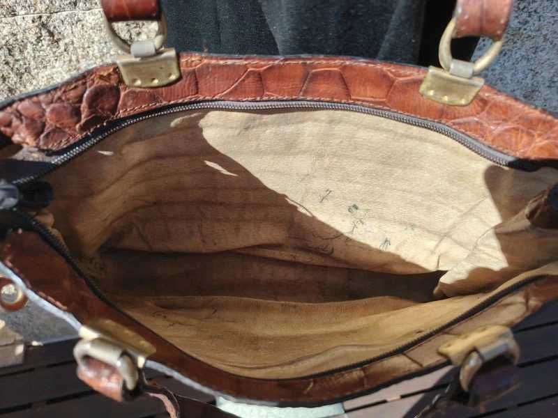 Bolsa de Ombro Vintage – Couro Crocodilo ENVIO GRATIS