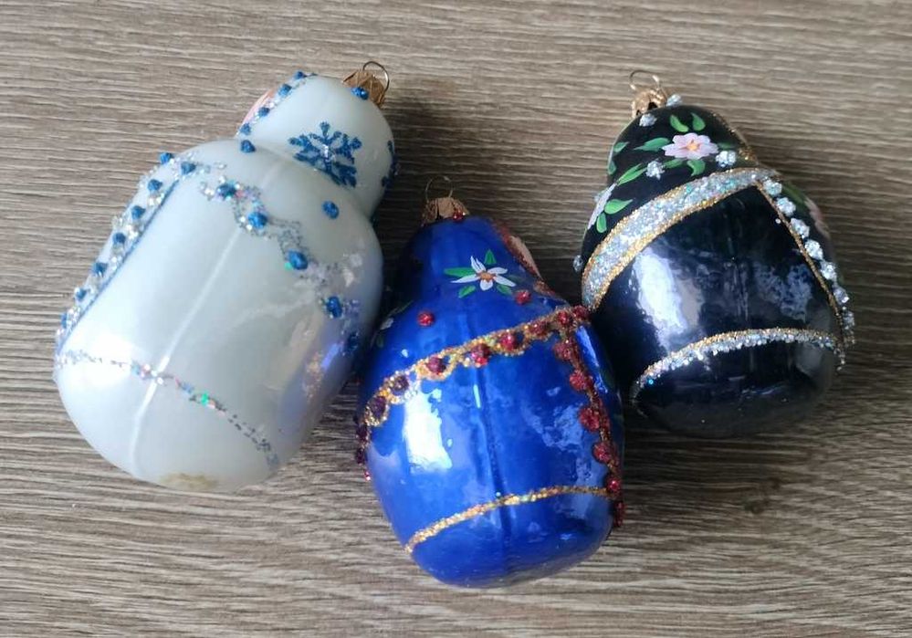 Trzy bombki matrioszki ludowe ręcznie wykonane