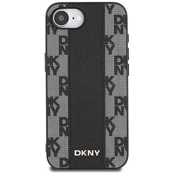 Etui DKNY Leather Checkered Mono Pattern MagSafe na iPhone 16e - czarn