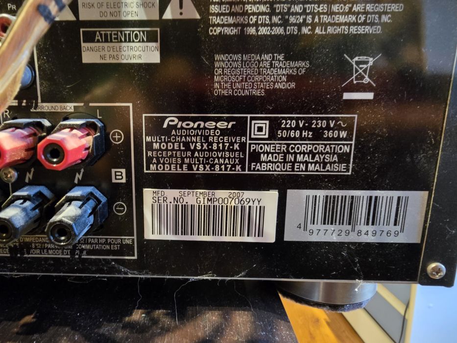 Kino domowe, zestaw głośników Koda + amplituner Pioneer vsx