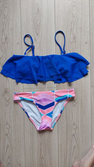 Bikini push up M S 36 38 kolorowe z falbanką