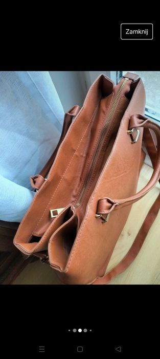 Duża torebka brązowa pasek na ramię 39/31/16cm