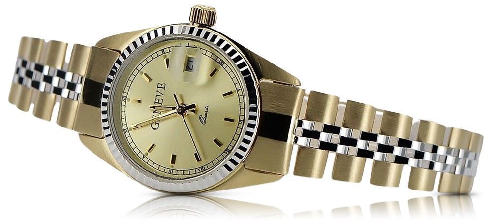 Złoty zegarek damski 14k bransoletą Geneve lw020ywdy&lbw010y Poznań